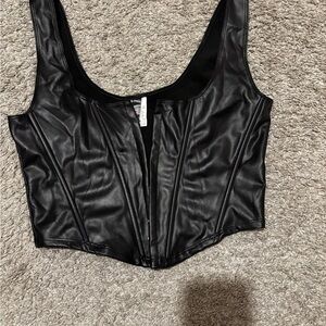 Black Faux Leather Crop Top